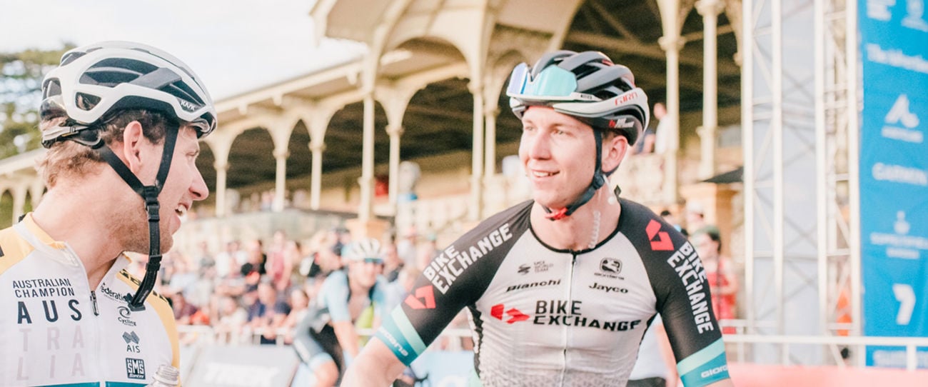 Kaden Groves (Right) at the 2021 Santos Festival of Cycling