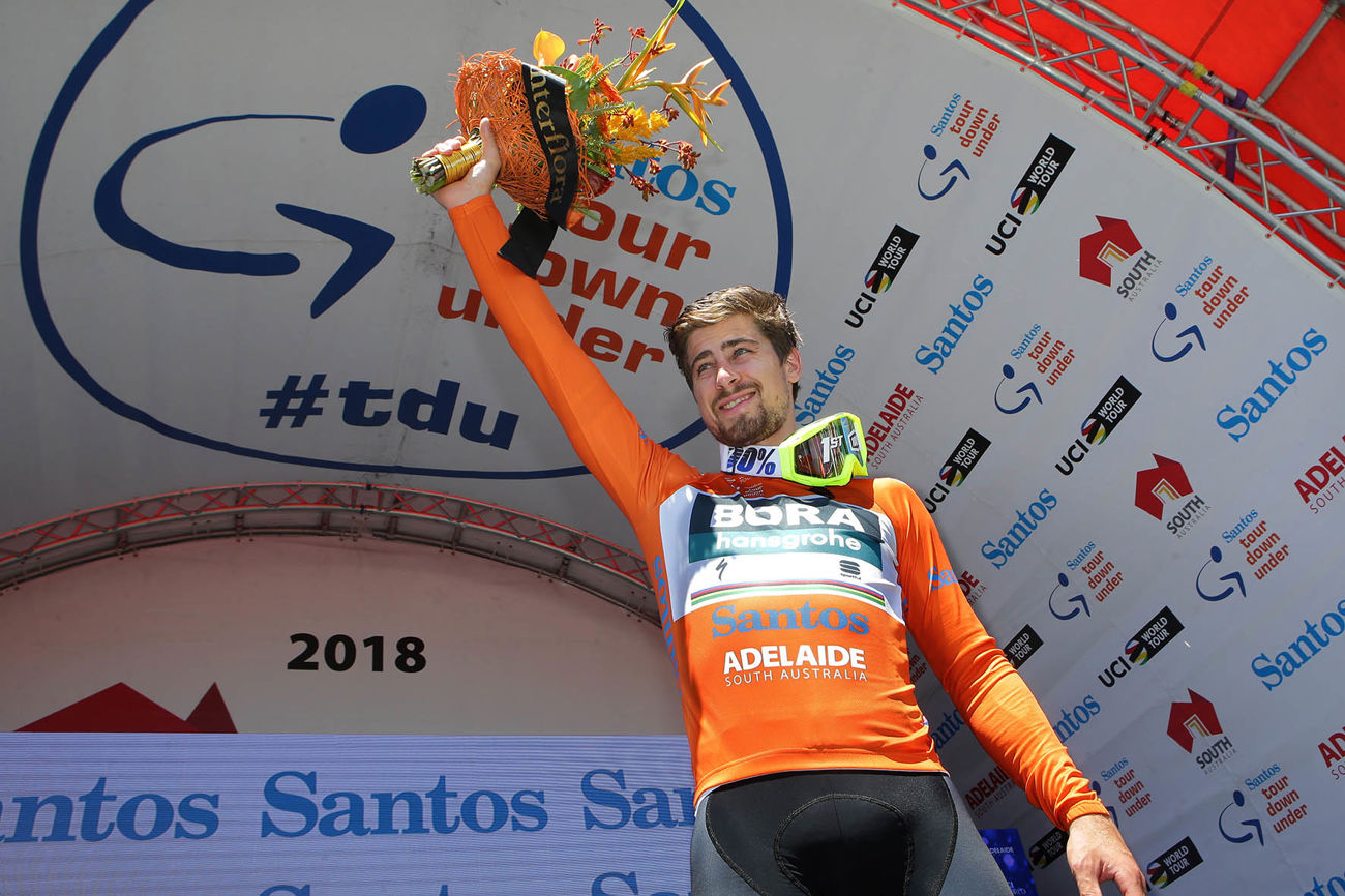Peter Sagan after winning the Santos Tour Down Under Stage 4 in 2018