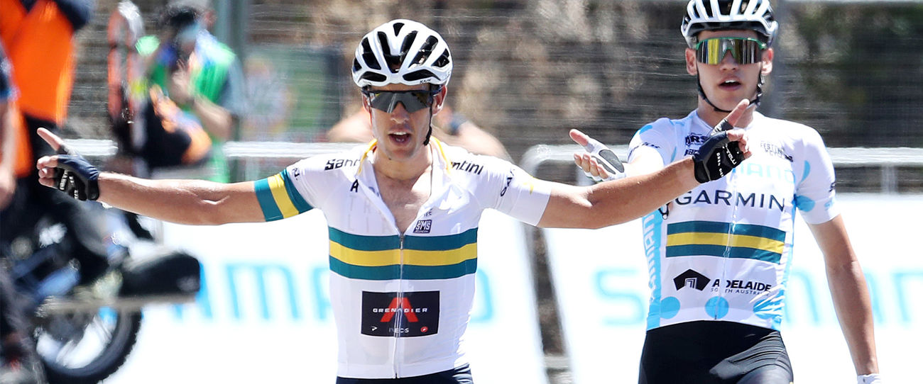 Richie Porte winning Stage 3 of the 2021 Santos Festival of Cycling